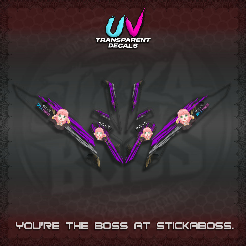 【PREMIUM UV PRINT】TRANSPARENT CLICK V3   DECALS (ANYA MOTIF DESIGN)STICKER DECALS By STICKABOSS