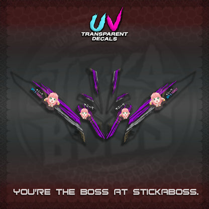 【PREMIUM UV PRINT】TRANSPARENT CLICK V3   DECALS (ANYA MOTIF DESIGN)STICKER DECALS By STICKABOSS