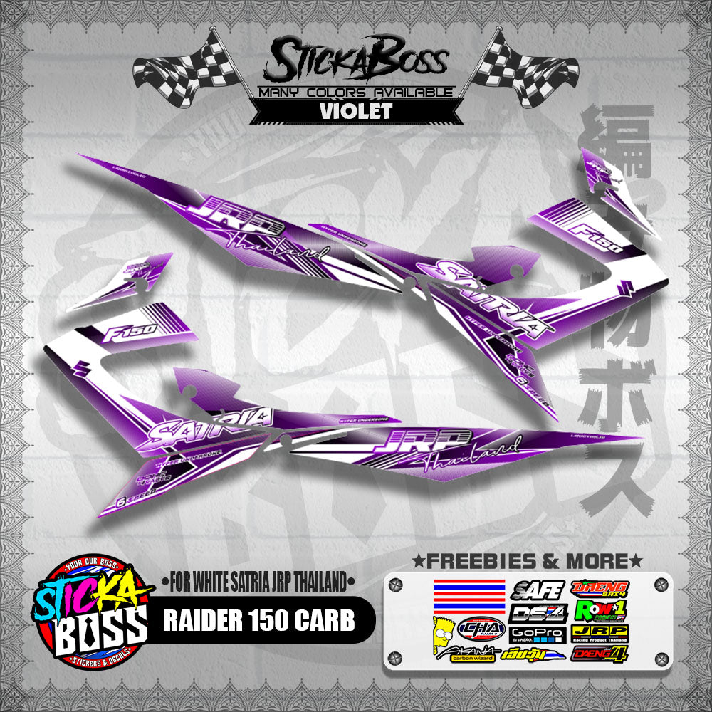 RAIDER 150 CARB DECALS ( FOR WHITE SATRIA JRP THAILAND )【WITH FREEBIES】