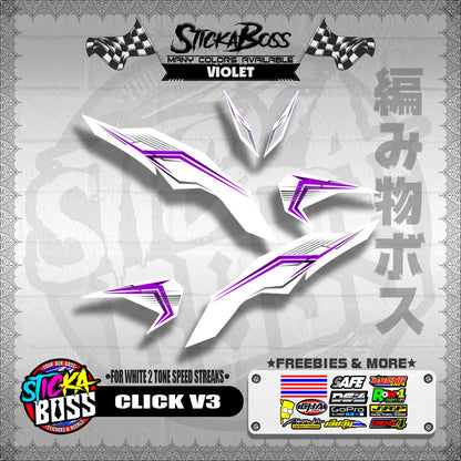 CLICK V3 DECALS ( FOR WHITE 2 TONE SPEED STREAKS )【WITH FREEBIES】