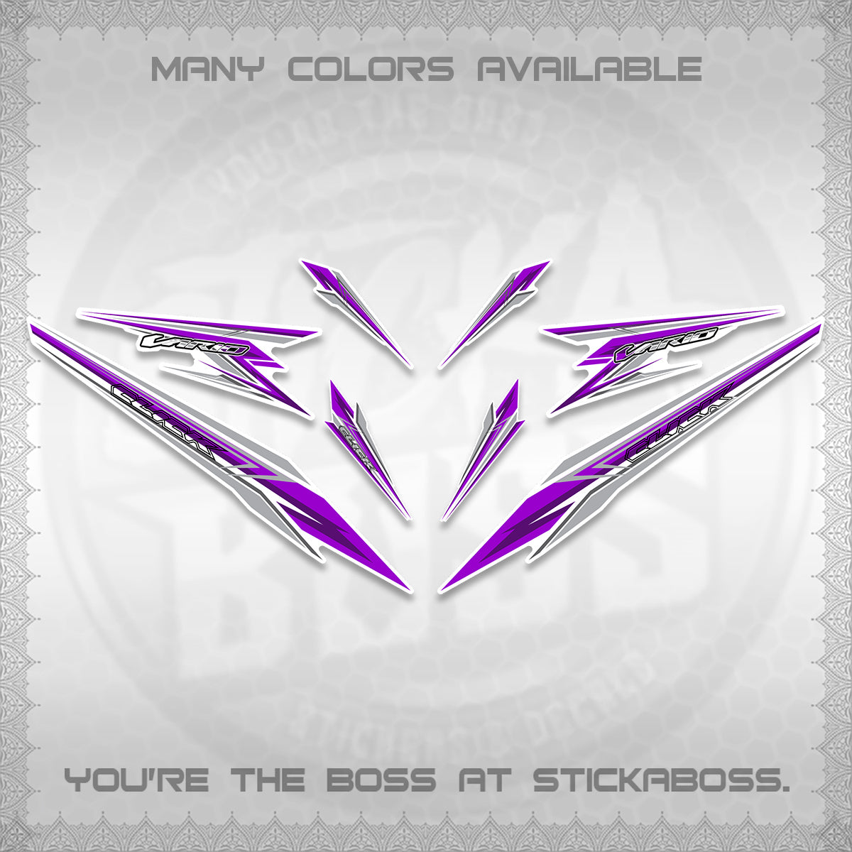 CLICK 160 VARIO FOR WHITE DECALS (2026 SHARP 00-A1 DESIGN)STICKER KITS By STICKABOSS