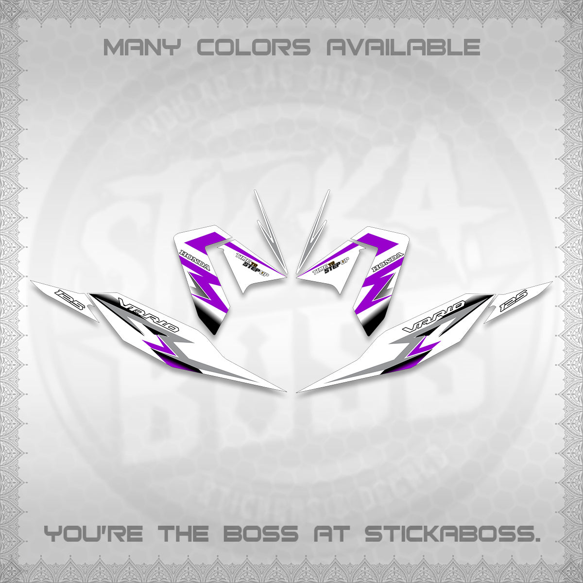 CLICK 125 V4 VARIO FOR WHITE DECALS (2026 VR0006 DESIGN) STICKER KITS BY STICKABOSS