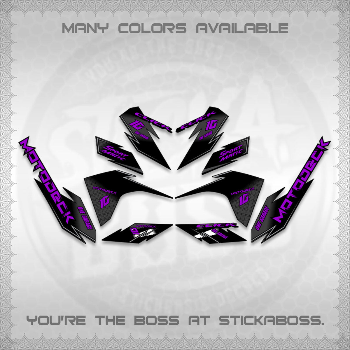 CLICK V3 DECALS (ONE GARAGE INSPIRED)STICKER DECALS BY STICKABOSS