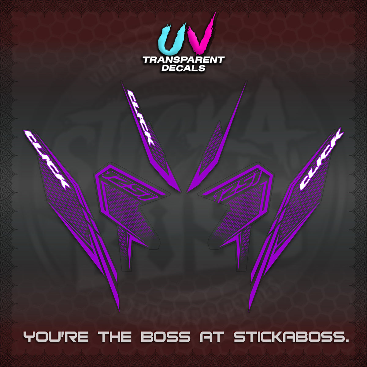 CLICK 125 V3 UV TRANSPARENT DECALS (2026 LINE UP DESIGN) STICKER KITS By STICKABOSS