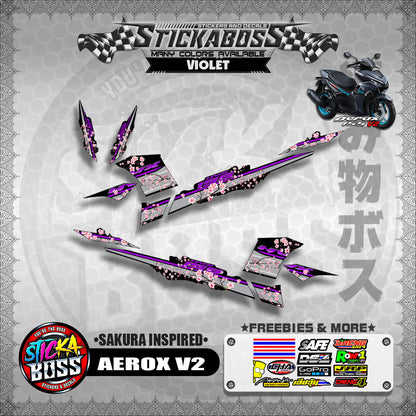 AEROX V2 STICKER DECALS ( SAKURA INSPIRED )【WITH FREEBIES】