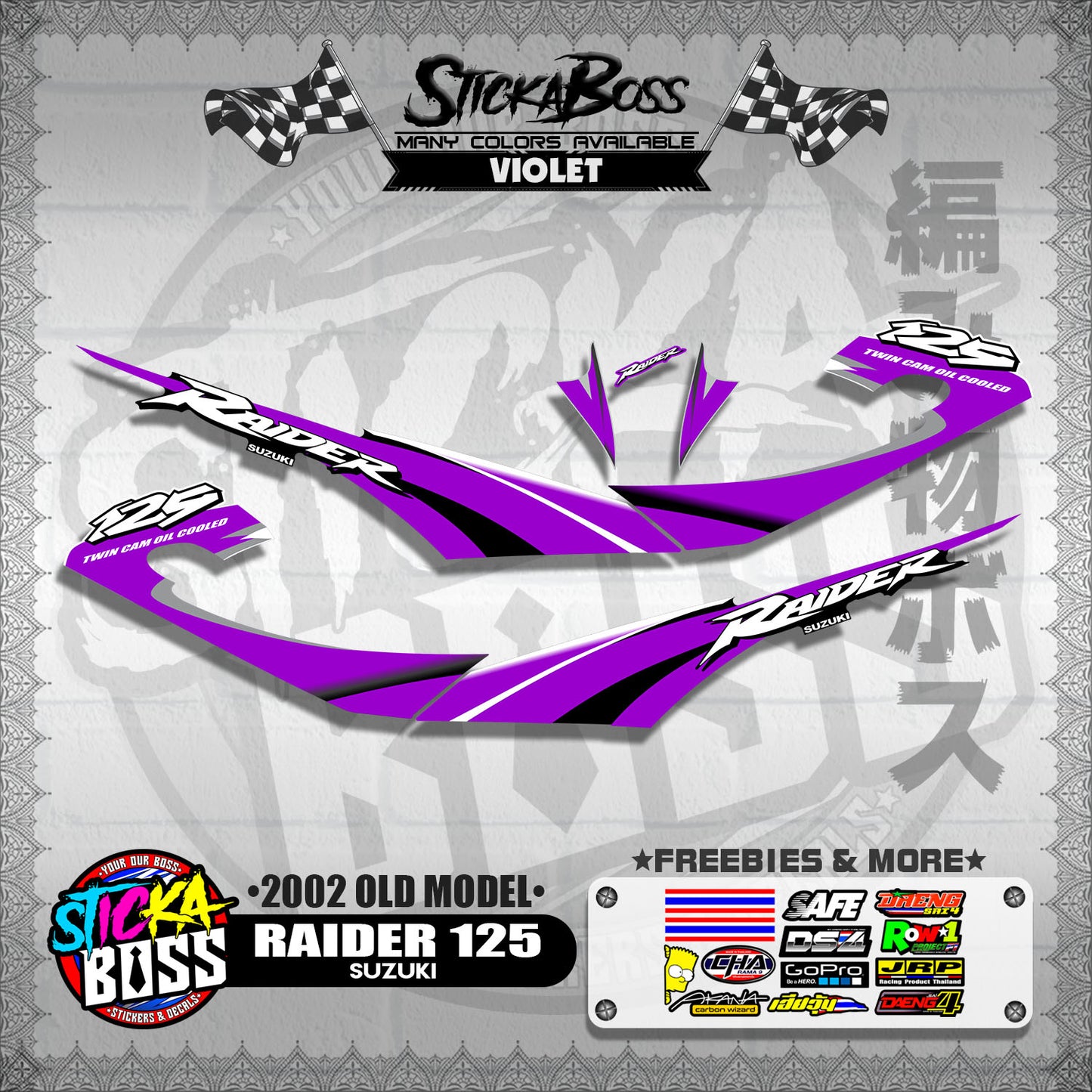 RAIDER 125 DECALS ( 2002 OLD MODEL )【WITH FREEBIES】