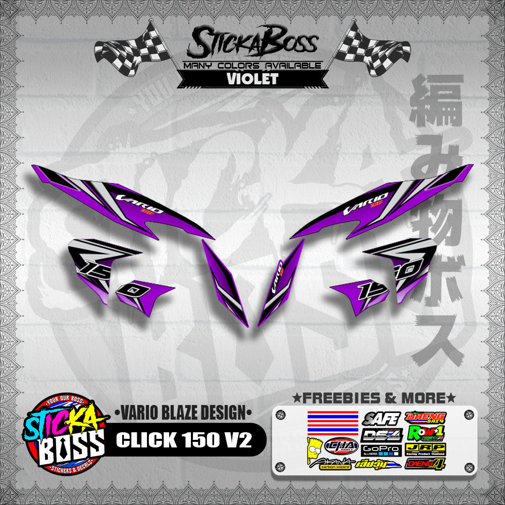 CLICK 150 V2 DECALS ( VARIO BLAZE DESIGN )【WITH FREEBIES】