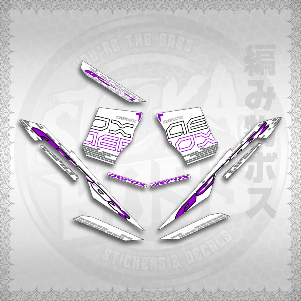 STICKER DECALS for AEROX V3 ALPHA TURBO INDO FOR WHITE (AV3NVBLDE) By STICKABOSS (SOFIE LAMINATED WATERPROOF)