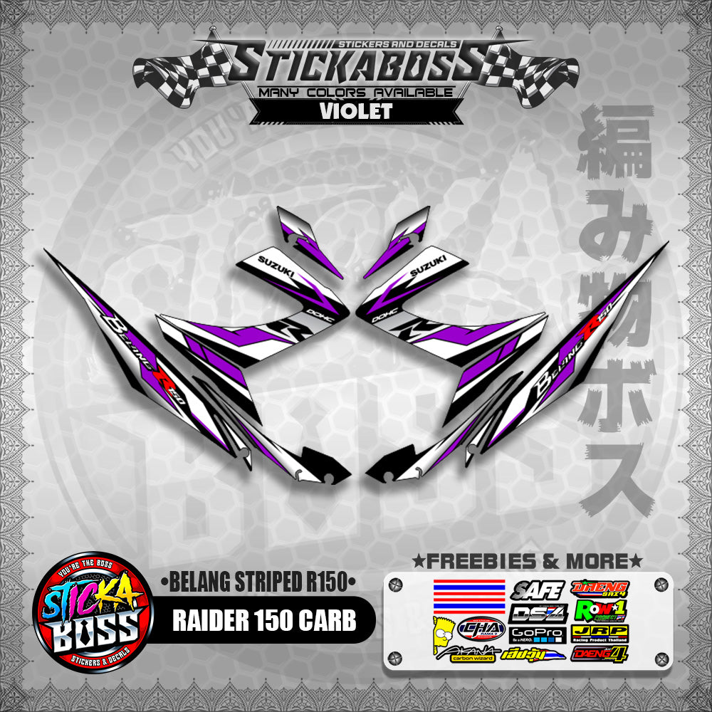 RAIDER 150 CARB STICKER DECALS ( BELANG STRIPED R150 )【WITH FREEBIES】