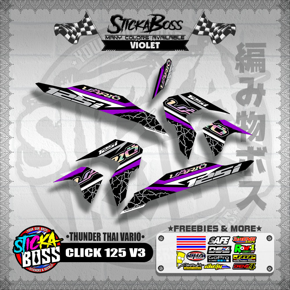 CLICK 125 V3 THAILAND DECALS ( THUNDER THAI VARIO )【WITH FREEBIES】