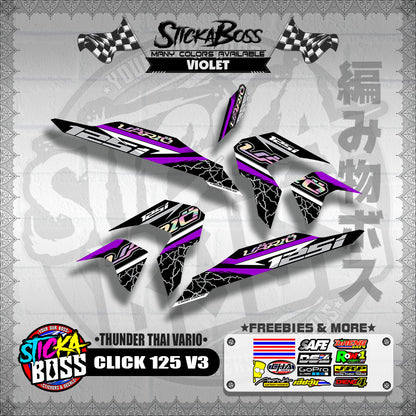 CLICK 125 V3 THAILAND DECALS ( THUNDER THAI VARIO )【WITH FREEBIES】