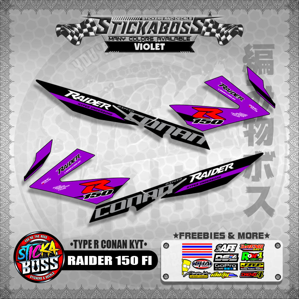 RAIDER 150 FI DECALS ( TYPE R CONAN KYT ) 【WITH FREEBIES】