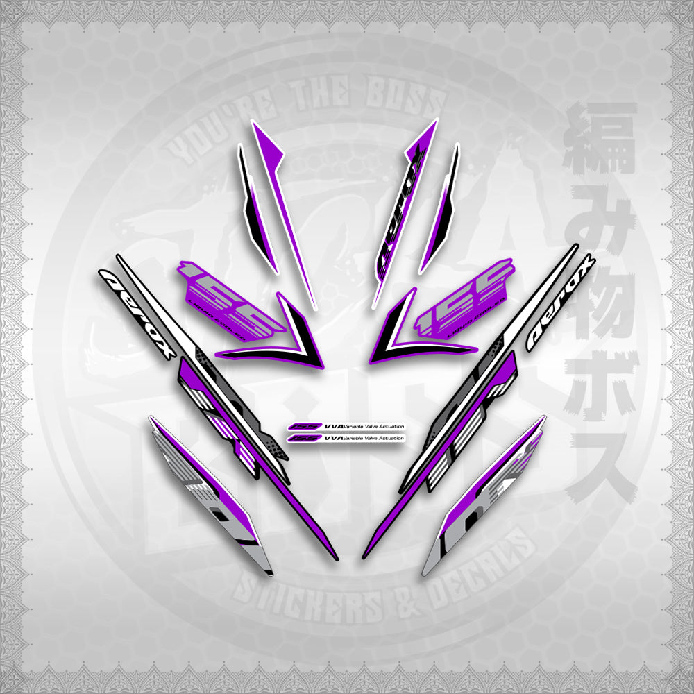 STICKER DECALS for AEROX 155 V2 (AV2NESPGR) By STICKABOSS (SOFIE LAMINATED WATERPROOF)