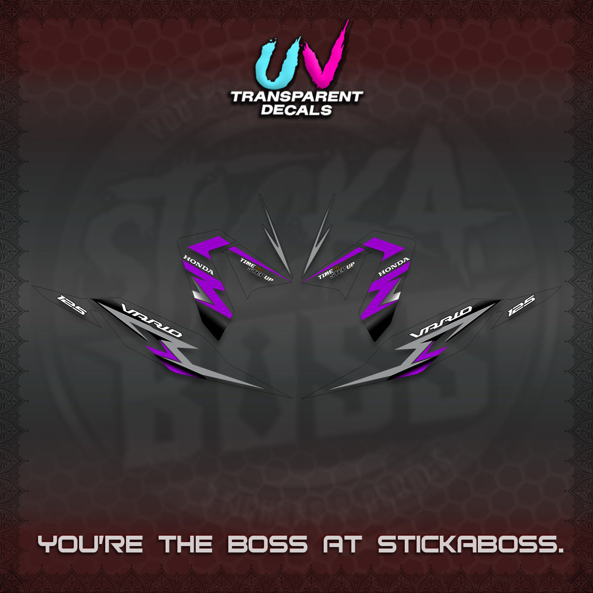 CLICK 125 V4 VARIO UV TRANSPARENT DECALS (2026 VR0006 DESIGN) STICKER KITS BY STICKABOSS