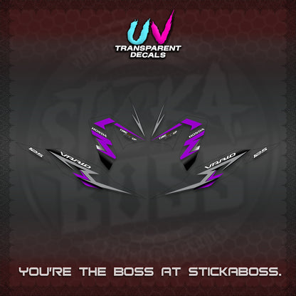 CLICK 125 V4 VARIO UV TRANSPARENT DECALS (2026 VR0006 DESIGN) STICKER KITS BY STICKABOSS