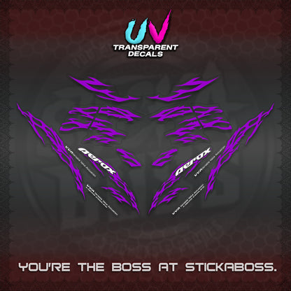 AEROX 155 V2 UV TRANSPARENT DECALS (2026 TRIBAL LIGHTNING DESIGN) STICKER KITS BY STICKABOSS