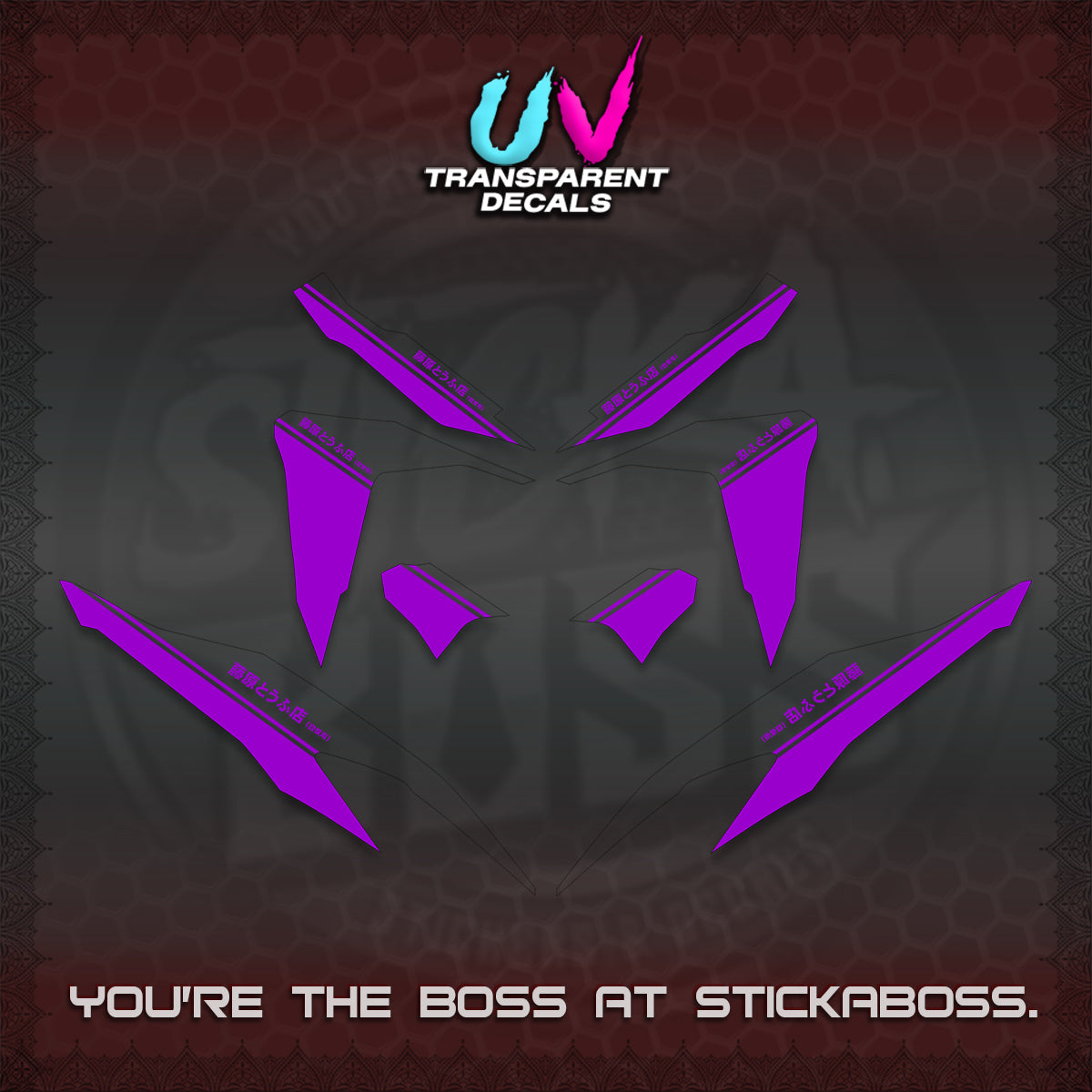 CLICK V2 UV TRANSPARENT DECALS (TRUENO STYLE DESIGN) STICKER KITS BY STICKABOSS