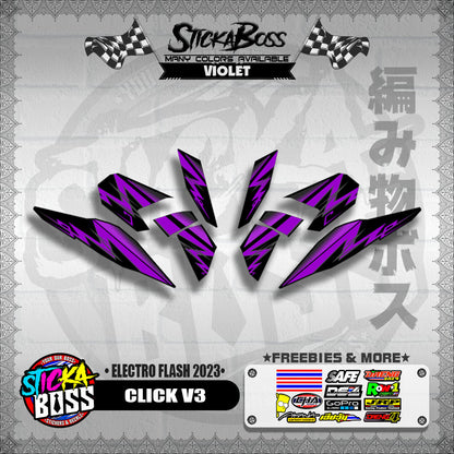 CLICK V3 DECALS ( ELECTRO FLASH 2023 ) [ PREMIUM GLOSSY LAMINATED ]【WITH FREEBIES】