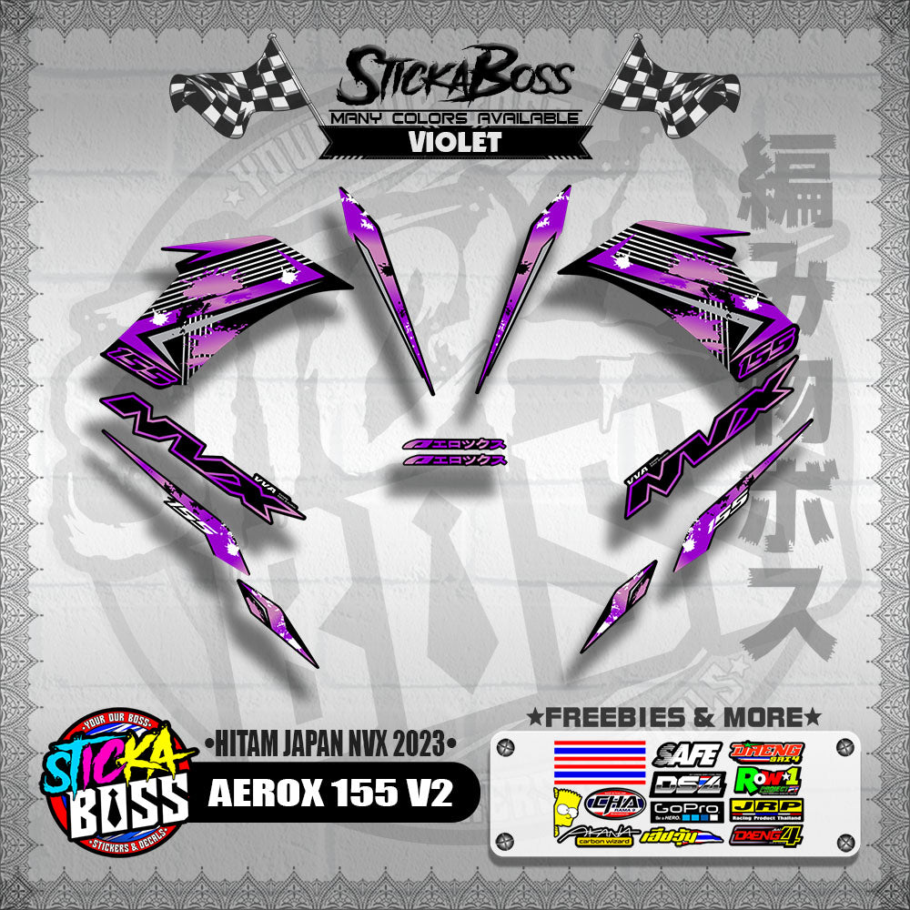 AEROX 155 V2 DECALS ( HITAM JAPAN NVX 2023 )【WITH FREEBIES】