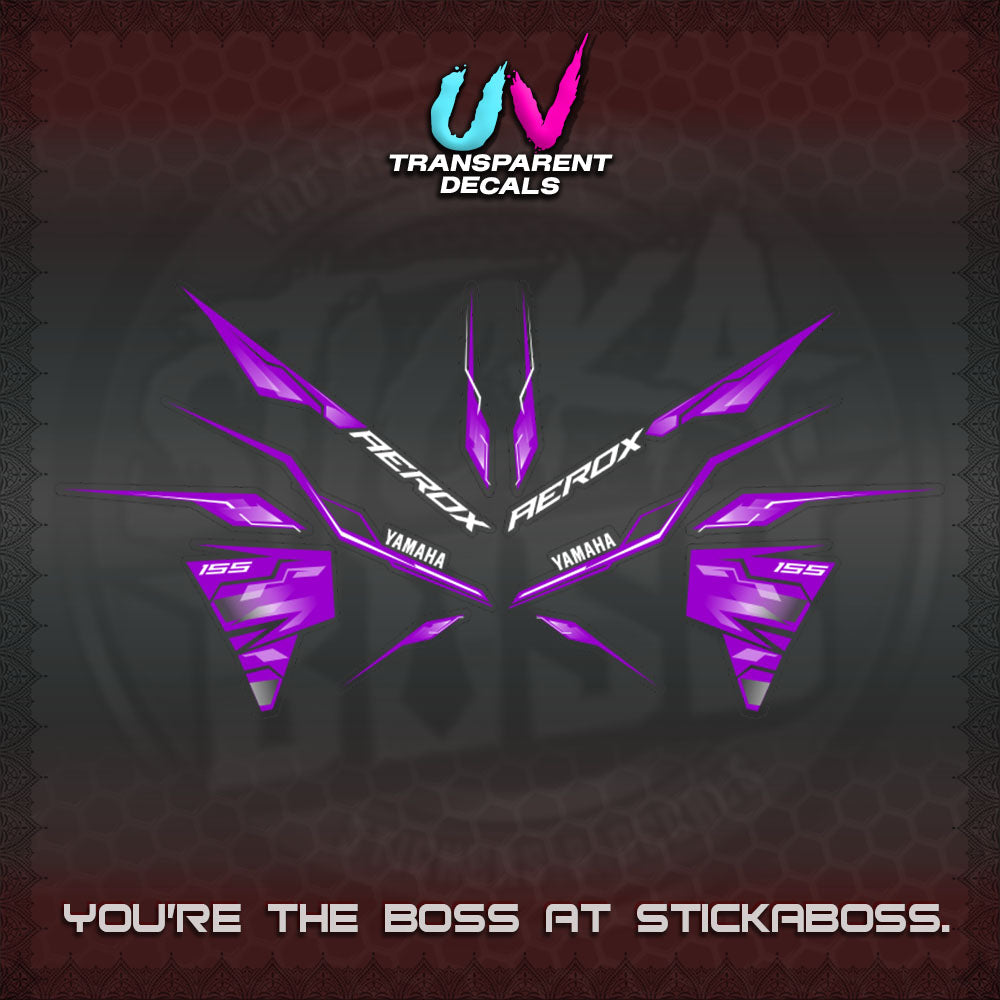 【PREMIUM UV PRINT】TRANSPARENT AEROX  V3 INDO DECALS(ALPHA TURBO 0001)STICKER DECALS By STICKABOSS