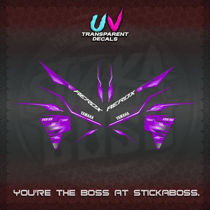 【PREMIUM UV PRINT】TRANSPARENT AEROX  V3 INDO DECALS(ALPHA TURBO 0001)STICKER DECALS By STICKABOSS