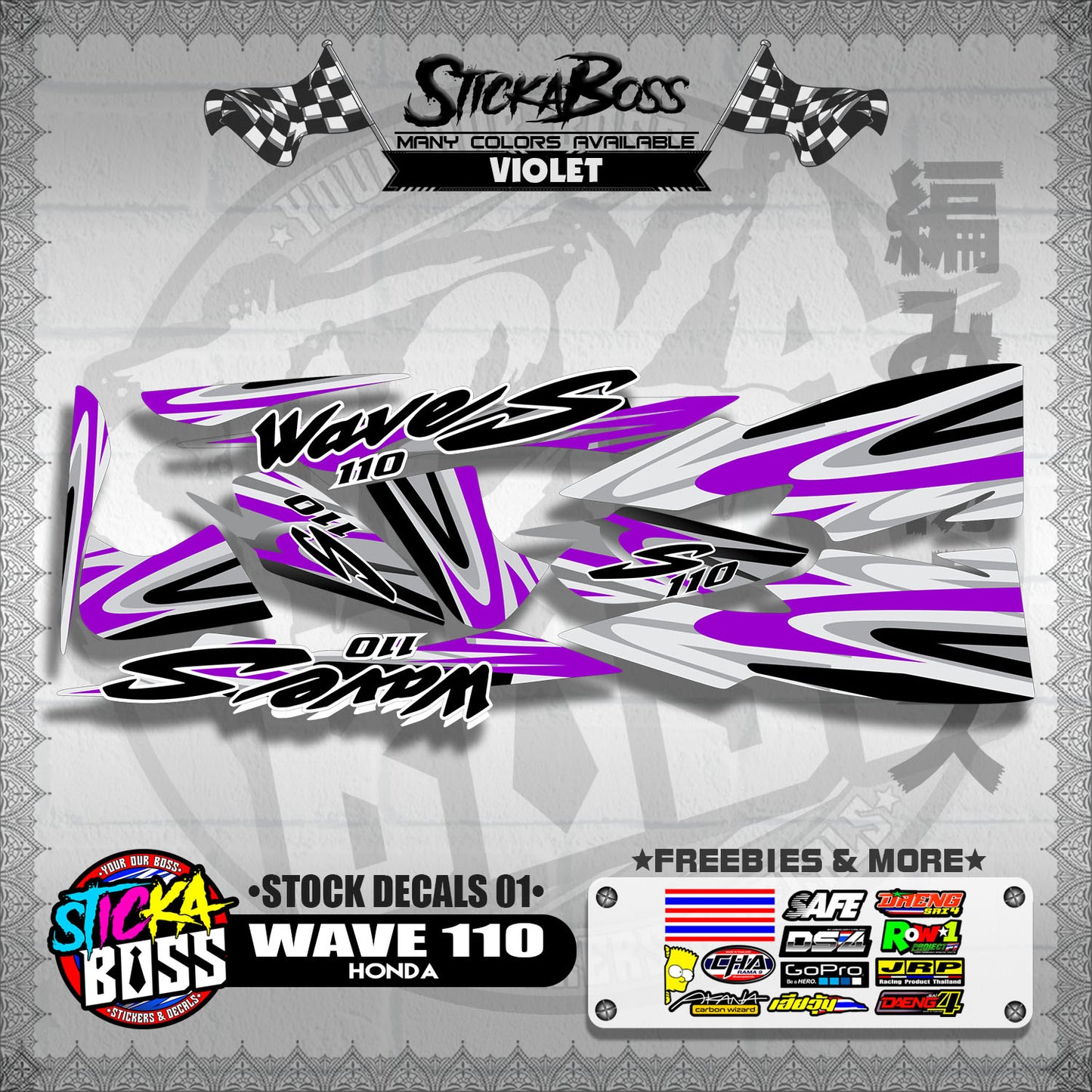 HONDA WAVE 110 ( STOCK DECALS 01 )【WITH FREEBIES】