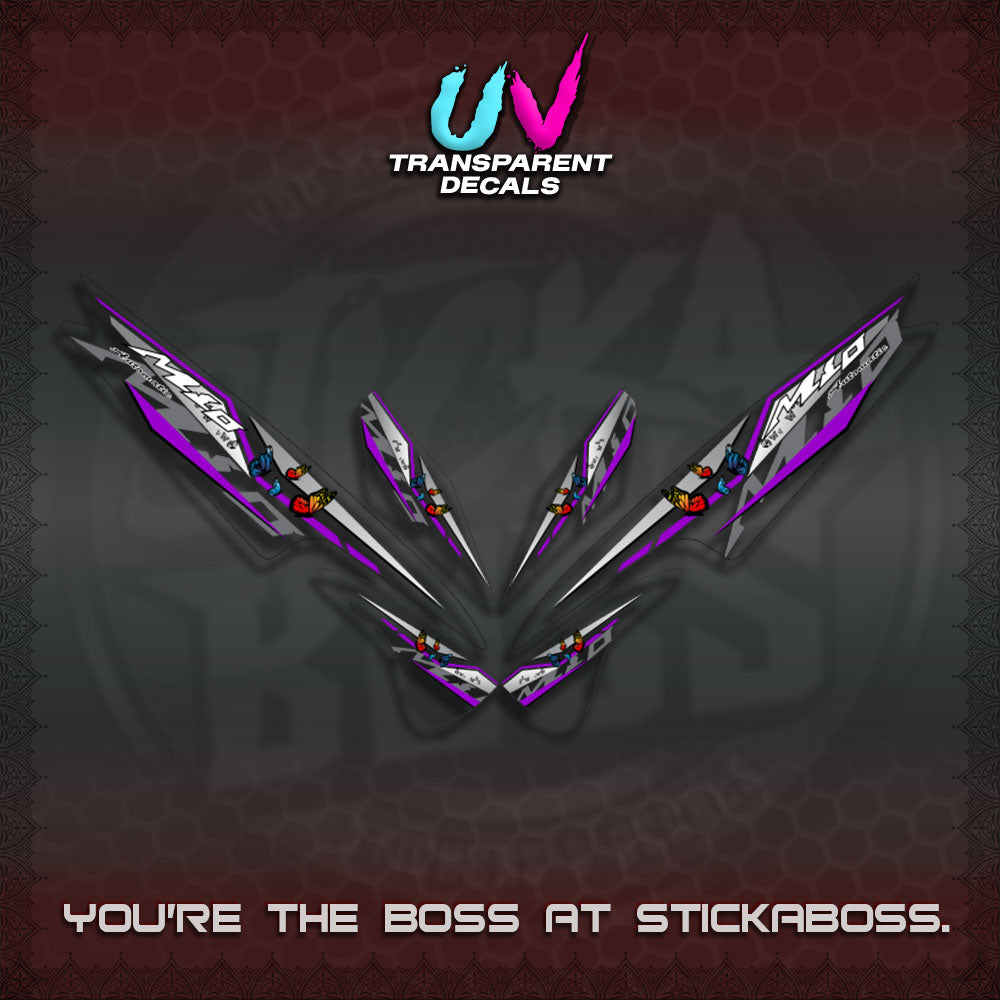 【PREMIUM UV PRINT】TRANSPARENT  MIO SPORTY/SMILE DECALS (BUTERFLY V6 DESIGN)By STICKABOSS