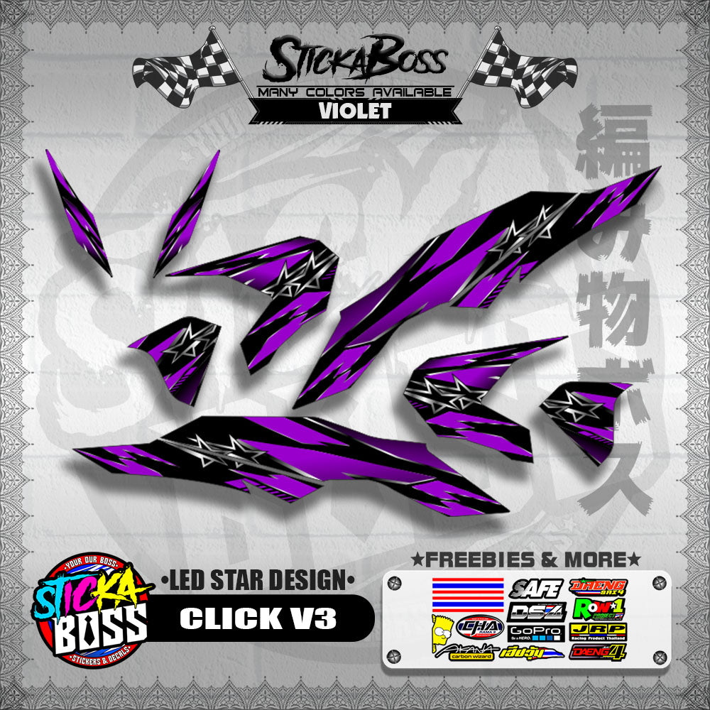 CLICK V3 DECALS ( LED STAR DESIGN )【WITH FREEBIES】