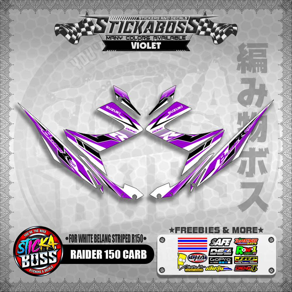 RAIDER 150 CARB STICKER DECALS ( FOR WHITE BELANG STRIPED R150 )【WITH FREEBIES】