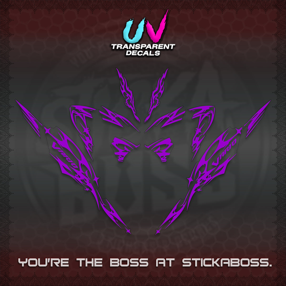 CLICK 125 V4 VARIO UV TRANSPARENT DECALS (2026 TRIBAL LIGHTNING DESIGN) STICKER KITS BY STICKABOSS