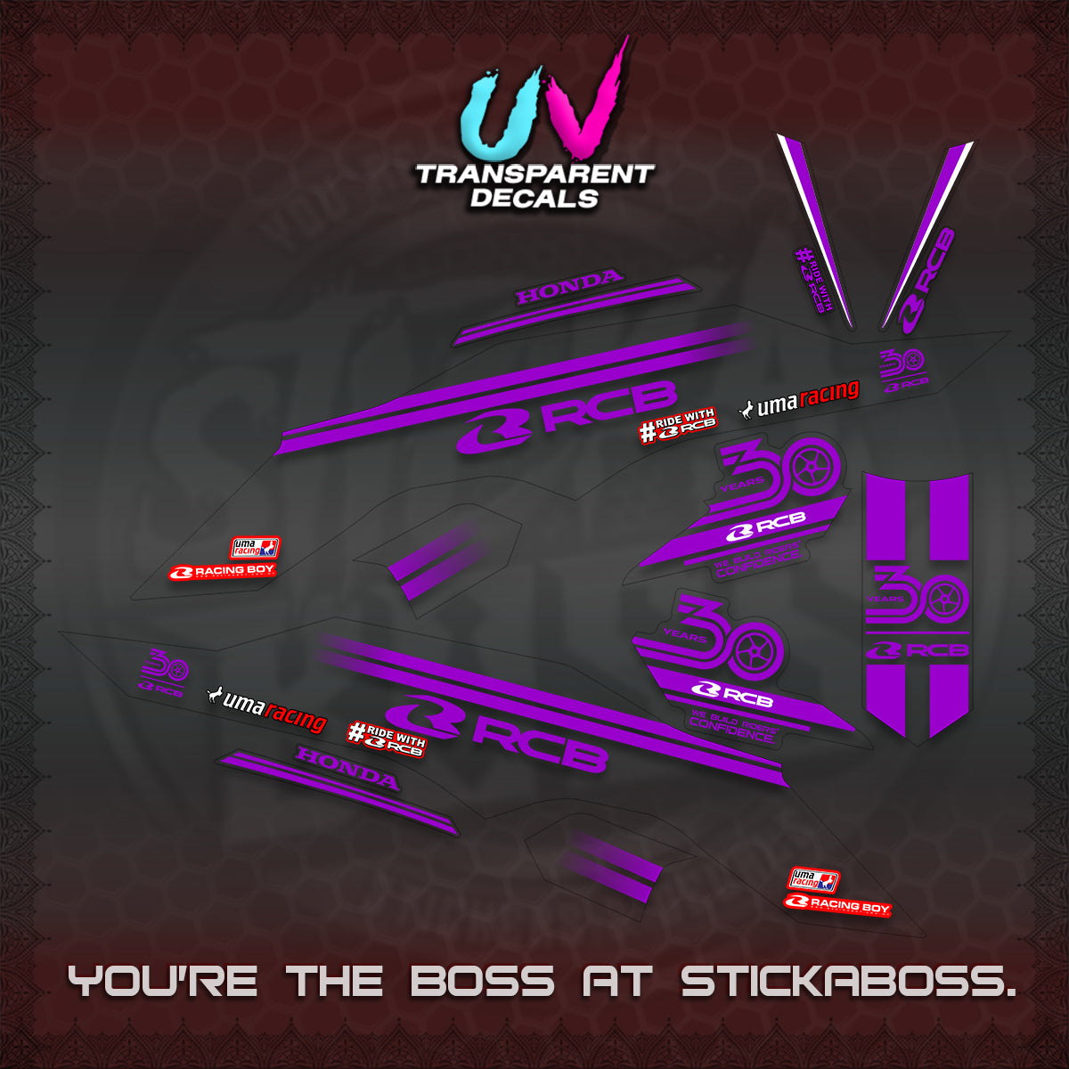 CLICK 125 V3 UV TRANSPARENT DECALS (2026 30TH ANNIVERSARY RACING DESIGN) STICKER DECALS By STICKABOSS