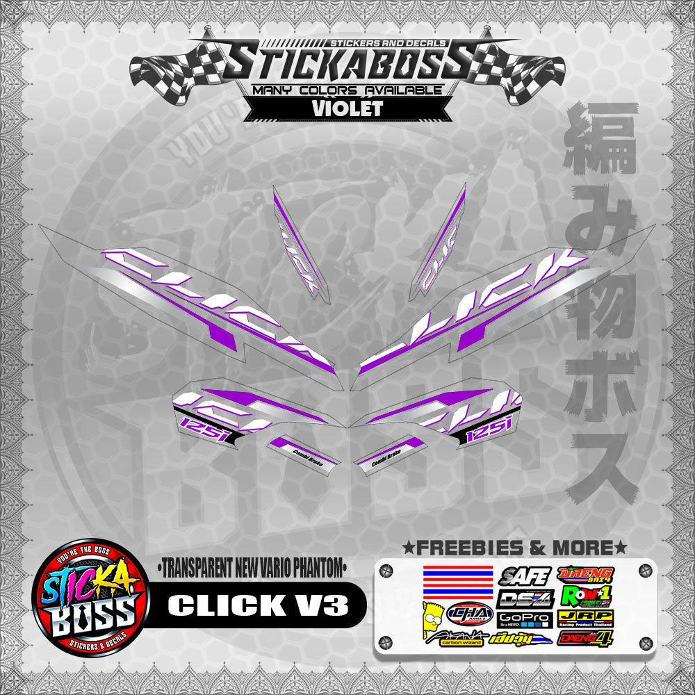 【PREMIUM UV PRINT】TRANSPARENT CLICK 125 V3 STICKER DECALS ( NEW VARIO PHANTOM )【WITH FREEBIES】
