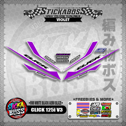 CLICK 125i V3 STICKER DECALS ( FOR WHITE BLACK AERO BLAZE )【WITH FREEBIES】