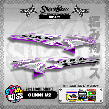 CLICK V2 DECALS ( 2024 RACING STRIPES ) [ PREMIUM GLOSSY LAMINATED ]【WITH FREEBIES】