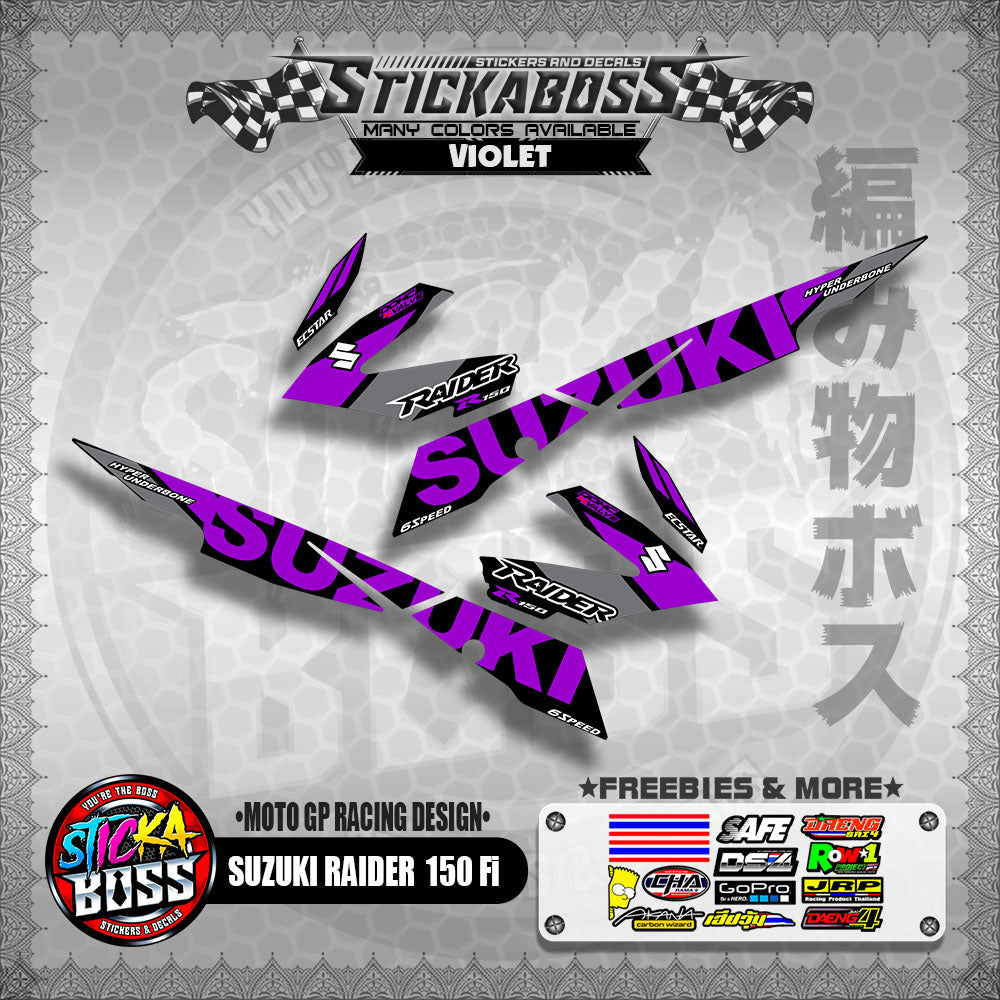 Suzuki Raider 150 Fi Decals VIOLET ( MotoGP Racing Design )【WITH FREEBIES】