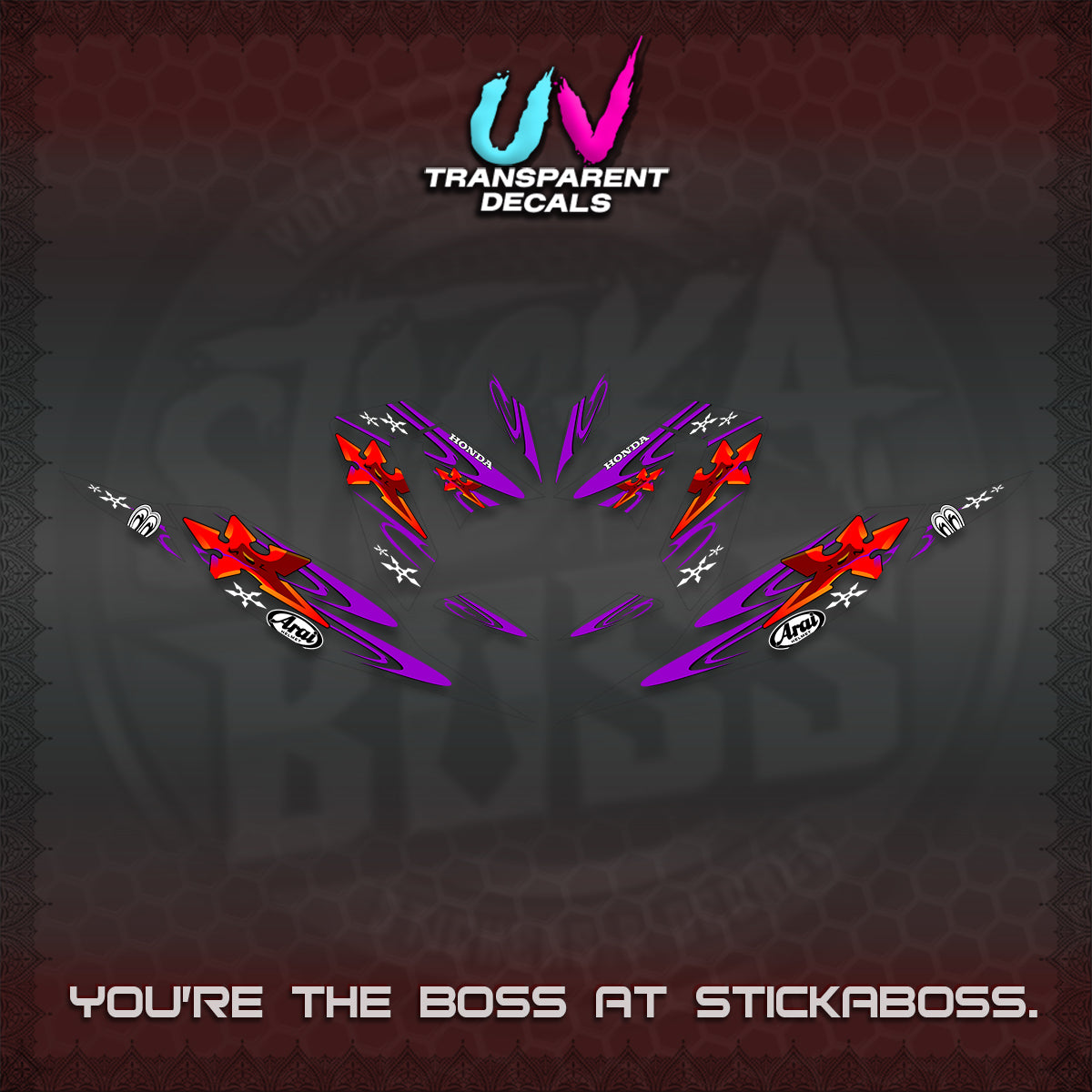 CLICK 125 V4 UV TRANSPARENT DECALS (2026 ARAI STAR RACING DESIGN) STICKER DECALS By STICKABOSS