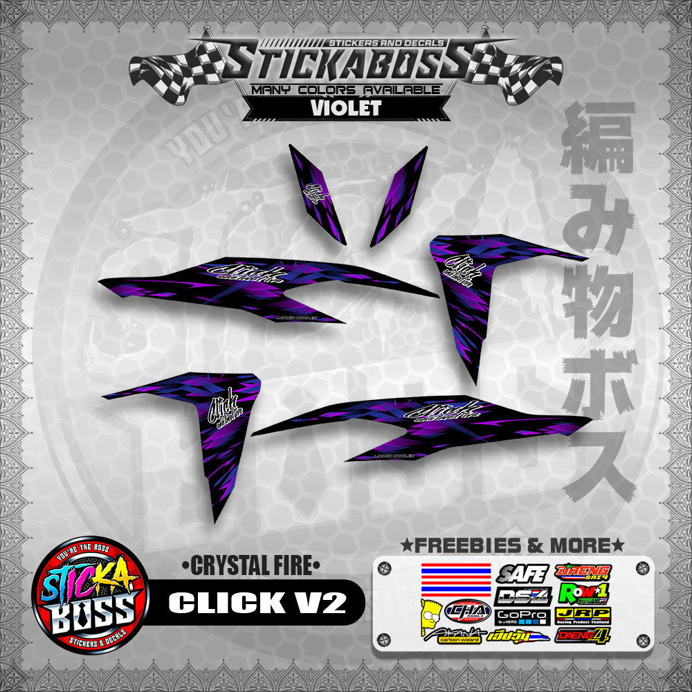 CLICK V2 STICKER DECALS ( CRYSTAL FIRE )【WITH FREEBIES】