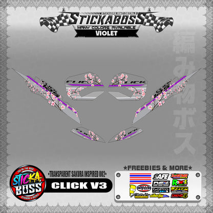 【PREMIUM UV PRINT】TRANSPARENT CLICK V3 DECALS ( SAKURA INSPIRED 002 )【WITH FREEBIES】