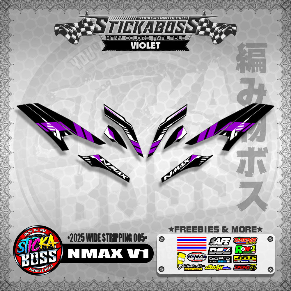 NMAX V1 INDO STICKER DECALS ( 2025 WIDE STRIPPING 005 )【WITH FREEBIES】