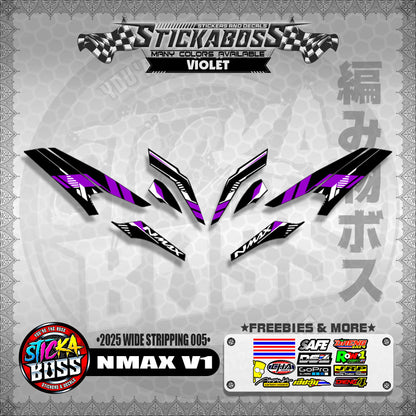 NMAX V1 INDO STICKER DECALS ( 2025 WIDE STRIPPING 005 )【WITH FREEBIES】