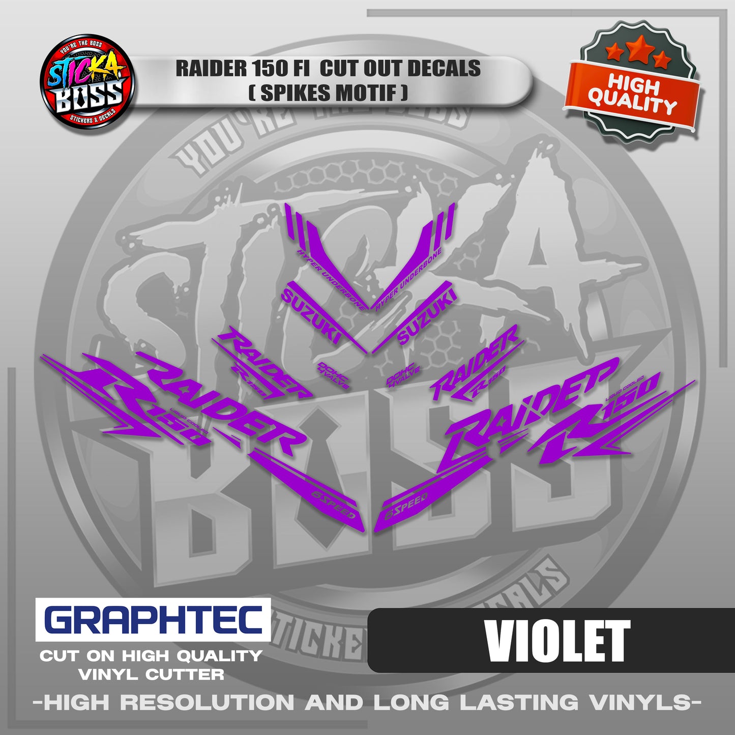 RAIDER 150 FI CUT OUT DECALS ( SPIKES MOTIF ) | VINYL WATERPROOF CUT-OUT STICKER DECALS
