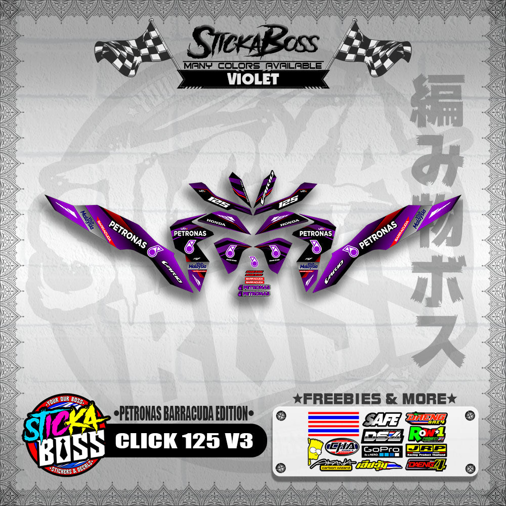 CLICK 125 V3 DECALS ( PETRONAS BARRACUDA EDITION )【WITH FREEBIES】