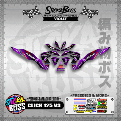 CLICK 125 V3 DECALS ( PETRONAS BARRACUDA EDITION )【WITH FREEBIES】