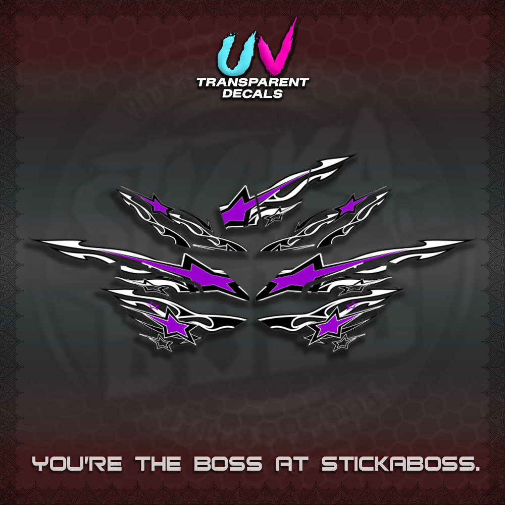 AEROX  V3 INDO UV TRANSPARENT DECALS(0005 RISING STAR)STICKER DECALS By STICKABOSS