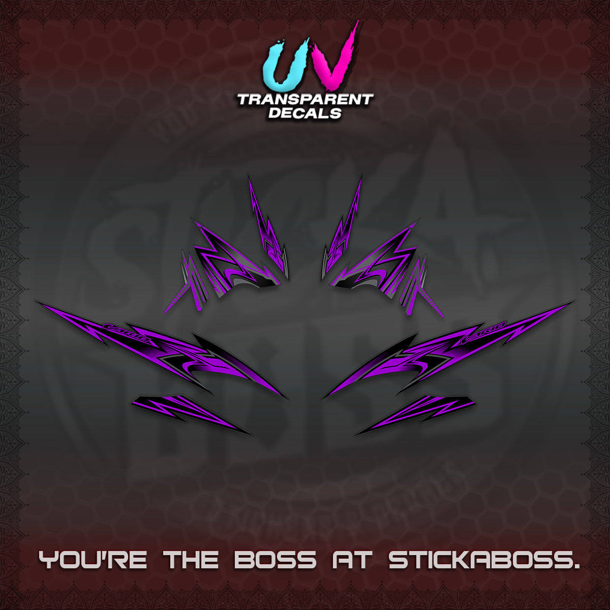 CLICK V4 VARIO UV TRANSPARENT DECALS (2026 SHARP SPIKEY DESIGN) STICKER KITS BY STICKABOSS