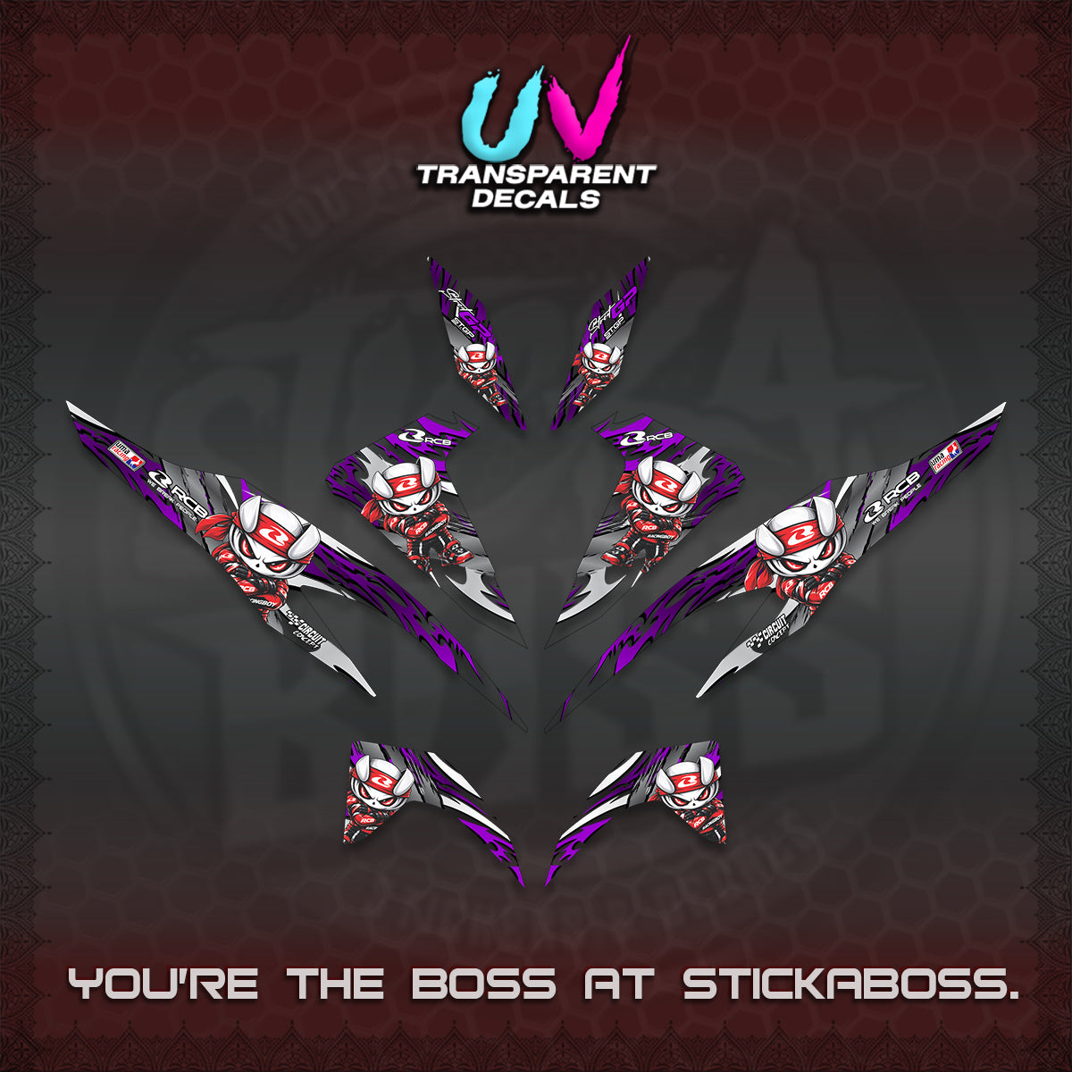 CLICK 125 V2 UV TRANSPARENT DECALS (2026 NEW RCB 2.0 DESIGN) STICKER KITS BY STICKABOSS