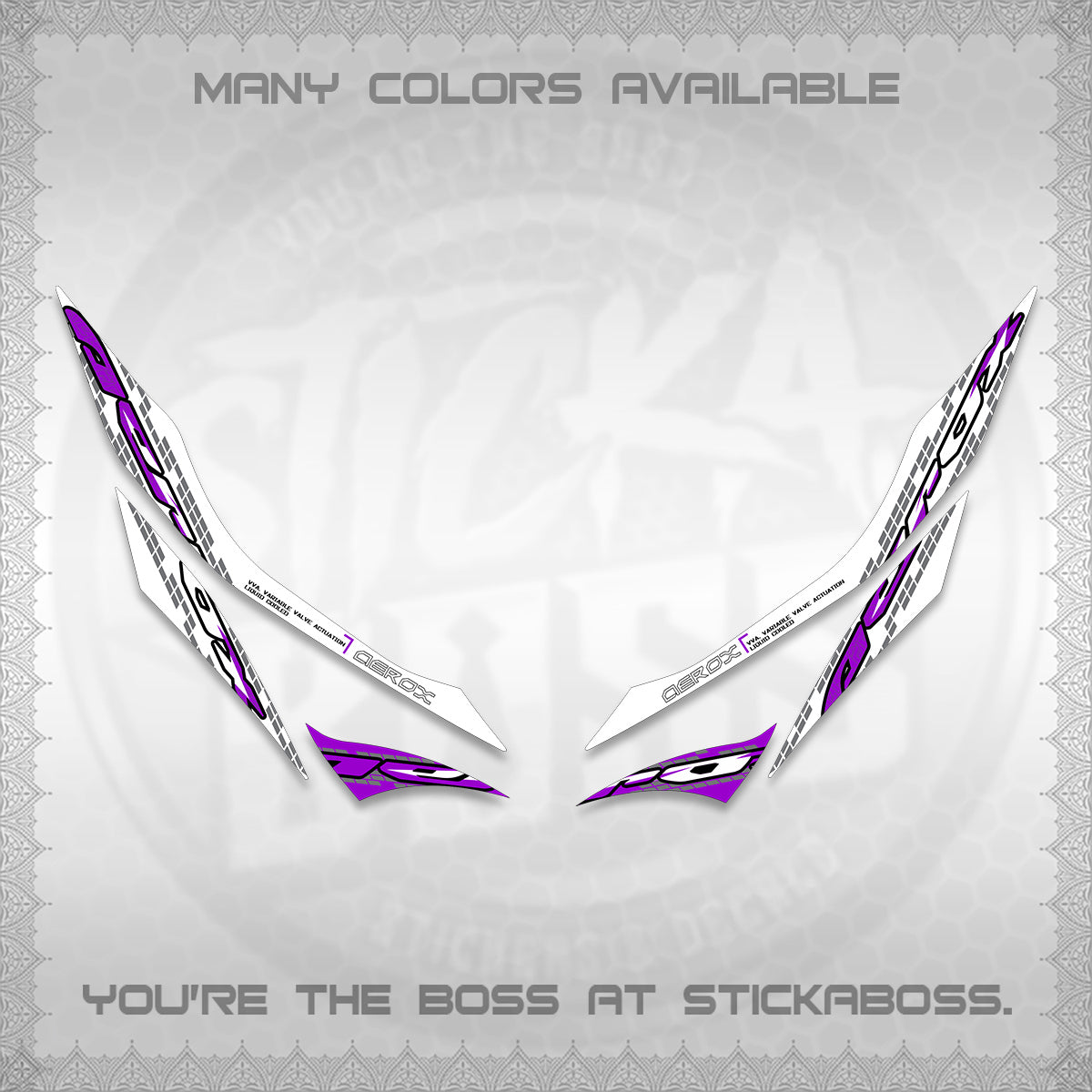 AEROX 155 V1 FOR WHITE DECALS (NEW 2026 VORTEX) STICKER KITS BY STICKABOSS