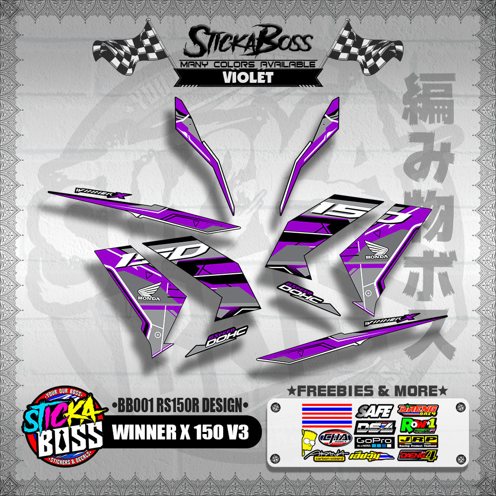 WINNER X 150 V3 DECALS ( BB001 RS150R DESIGN )【WITH FREEBIES】