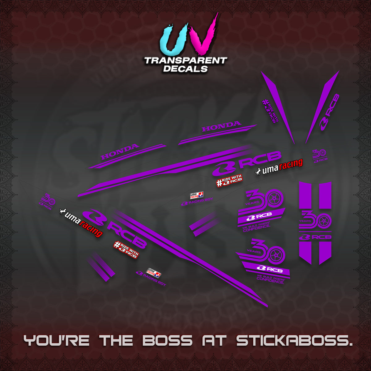 CLICK 125 V2 UV TRANSPARENT DECALS (2026 30TH ANNIVERSARY RACING DESIGN) STICKER DECALS By STICKABOSS