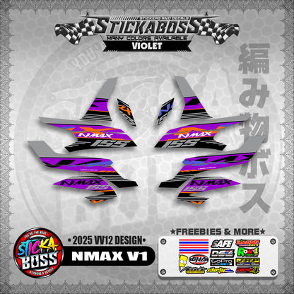 NMAX V1 MALAYSIAN STICKER DECALS ( 2025 VV12 DESIGN )【WITH FREEBIES】